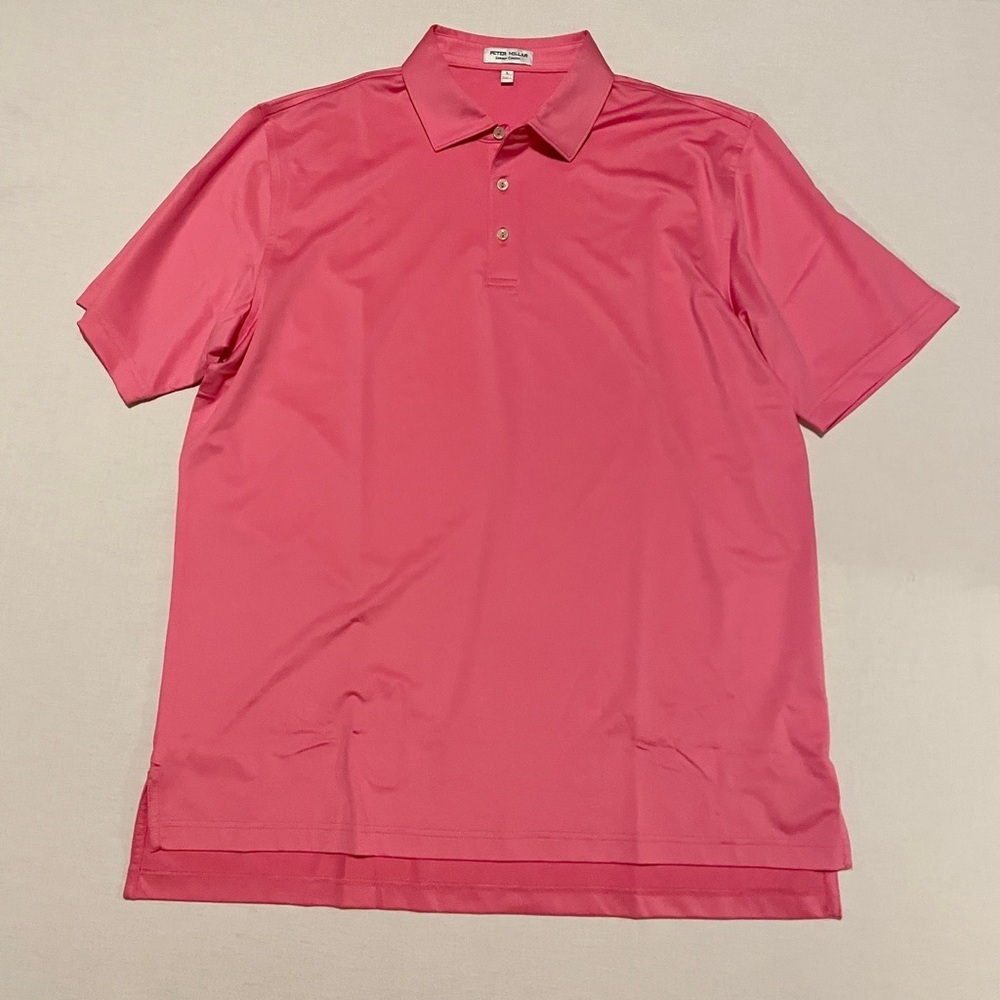 Peter Millar Summer Comfort Solid Performance Polo Pink Mens Large Golf Shirt
